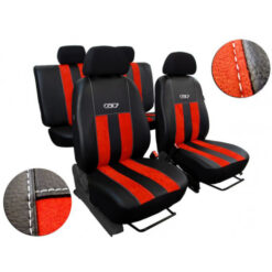 Autopoťahy GT tehlovo červeno-čierne (Alcantara-koža) Pok-ter Tuning.Cool
