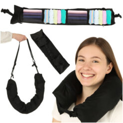 Cestovný vankúš cestovná rohovková opierka hlavy opierka krku úložný priestor na náplň čierna  Tuning.Cool