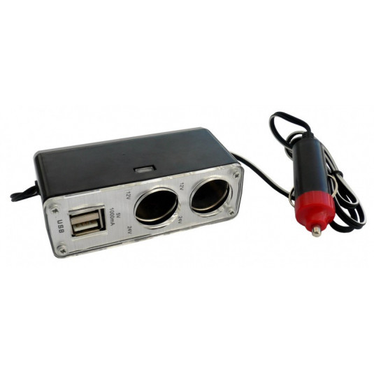 Multi zásuvka zapaľovača 2+2 USB s káblom 12/24 V CarCommerce Tuning.Cool