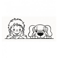 Samolepka Chlapček + Pes za oknom AutoZulu Tuning.Cool