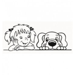 Samolepka Dievčatko + Pes za oknom AutoZulu Tuning.Cool