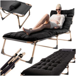 Turistické skladacie poľné lôžko- čierne  Tuning.Cool