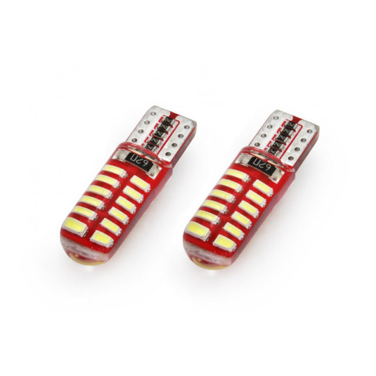 Žiarovky LED CANBUS 24SMD 3014 T10e (W5W) SILCA White 12V (2ks) Amio Tuning.Cool